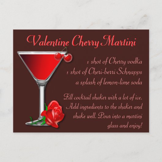 Valentijn Cherry Martini Briefkaart (Voorkant)