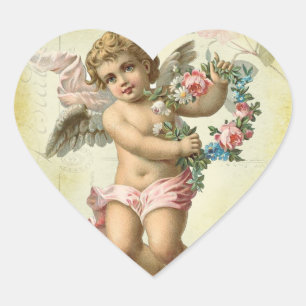 Valentijn Cherub Hart Sticker