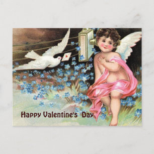  Valentijn -Cherub met Dove Letter & Telefoon Feestdagenkaart