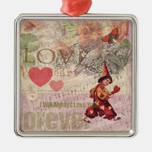 Valentijn Cherub Metalen Ornament (Voorkant)