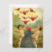 Valentijn Cherubs en harten Feestdagenkaart (Voorkant / Achterkant)