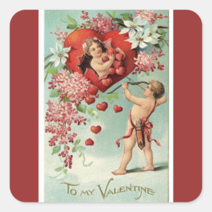  Valentijn Cherubs en harten Vierkante Sticker