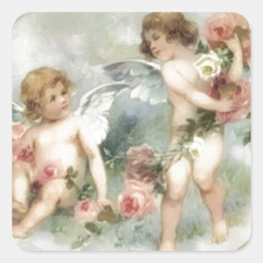  Valentijn Cherubs Vierkante Sticker (Voorkant)