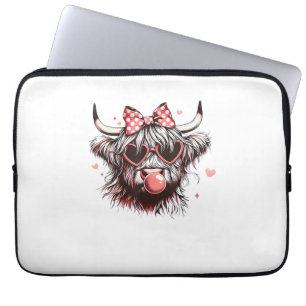 Valentijn Coquette Bow Heifer Highland Koe Blowing Laptop Sleeve