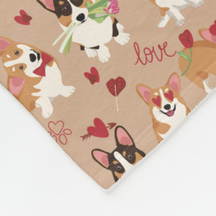 Valentijn Corgi Liefde Patroon Knuffel Vloerbeddek Fleece Deken