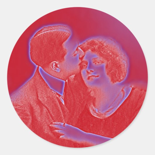 Valentijn Couple in rood Ronde Sticker (Voorkant)