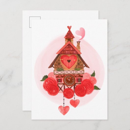 Valentijn Cuckoo Clock Briefkaart (Voorkant / Achterkant)