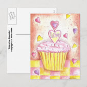 Valentijn Cupcake Feestdagenkaart (Voorkant / Achterkant)