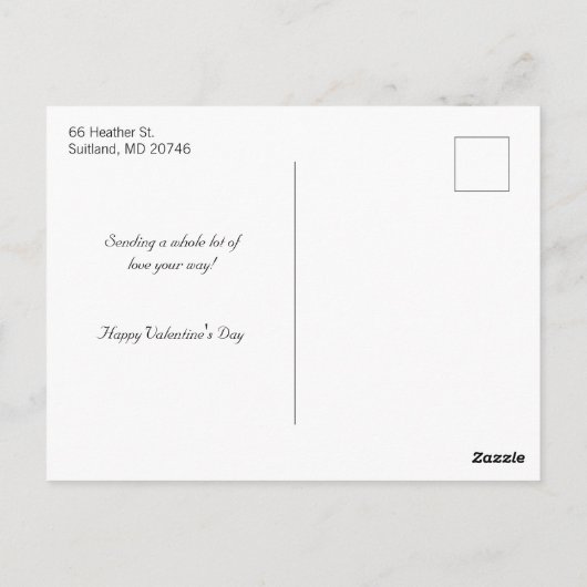 Valentijn Cupid met pakket en rood hart Briefkaart (Achterkant)