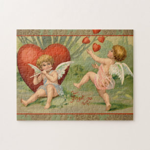 Valentijn Cupido's Liefde Antiek Oudgedaan Legpuzzel