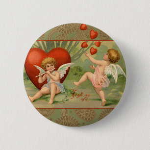 Valentijn Cupido's Liefde Antiek Vintage Ronde Button 5,7 Cm