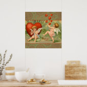 Valentijn Cupids Love Antiek Vintage Poster (Keuken)
