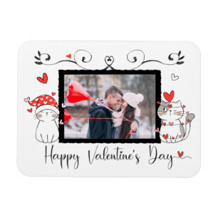 Valentijn Cute Cat Hearts Custom Photo Magneet