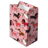 Valentijn Dachshund Medium Gift Bag Cadeauzakje (Achterkant Gekanteld)