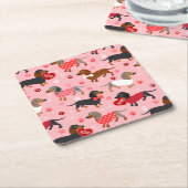 Valentijn Dachshund Square Paper Onderzetter (Schuin)