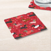 Valentijn Dachshund Square Paper Onderzetter (Schuin)