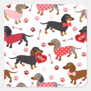 Valentijn Dachshund Vierkante Sticker