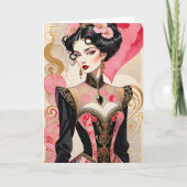 Valentijn Dame in Roze en Zwarte Couture Aankondiging (Voorkant)