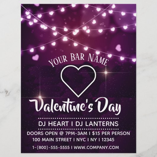 Valentijn Day Heart Lantern Bar Event Flyer (Voorkant)