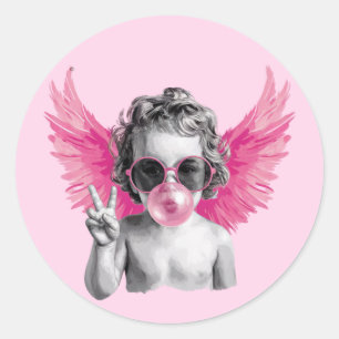 Valentijn die bubbels blaast Cupido Valentijnsdag Ronde Sticker