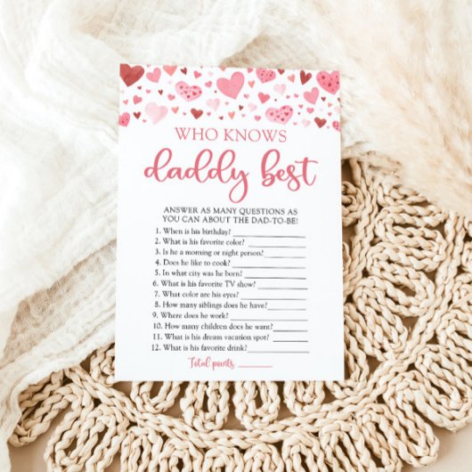 Valentijn die kent papa beste Baby shower spel Kaart