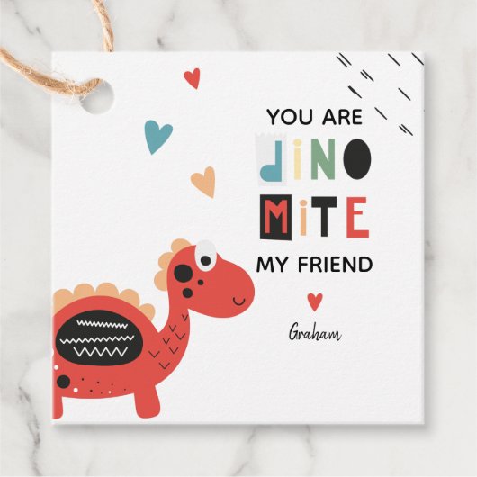 Valentijn Dinosaur Bedankjes Labels (Voorkant)