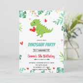 Valentijn dinosaur partijuitnodiging kaart (Staand voorkant)