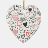 Valentijn doedle harten rode en zwarte hipster keramisch ornament (Rechts)