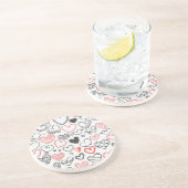 Valentijn doedle harten rode en zwarte hipster zandsteen onderzetter (Zijkant)