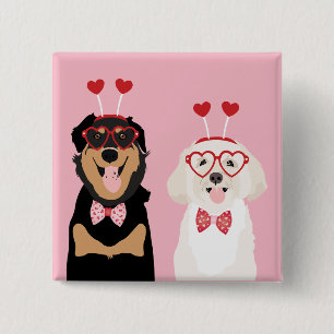Valentijn Dogs Rottweiler Maltipoo Puppy Vierkante Button 5,1 Cm