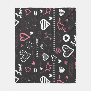 Valentijn Doodle Heart  Fleece Deken