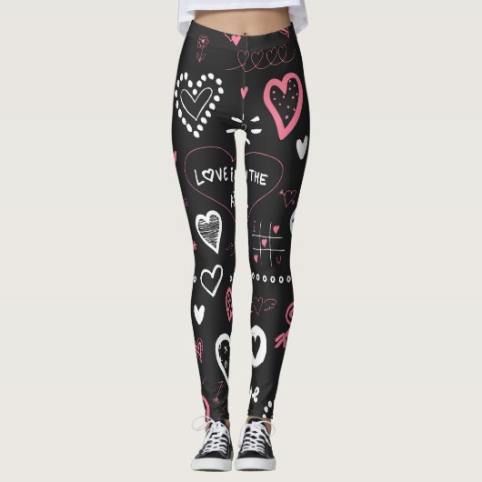 Valentijn Doodle Heart Leggings (Voorkant)