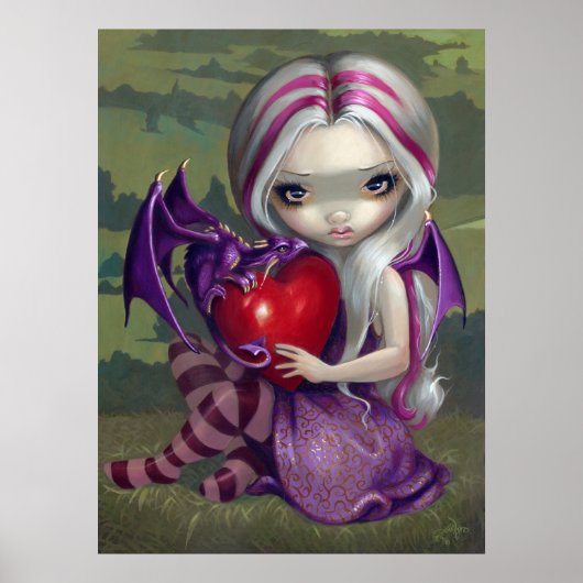 Valentijn Dragon gothic fairy Art Print (Voorkant)