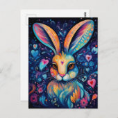 Valentijn Dream Hearts: Regenboog Doodle Bunny Briefkaart (Voorkant / Achterkant)