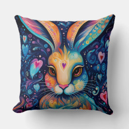 Valentijn Dream Hearts: Regenboog Doodle Bunny Kussen