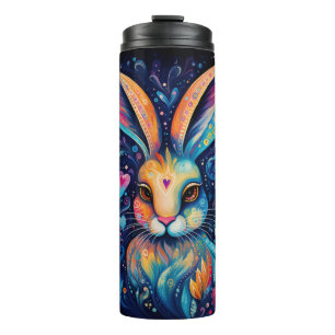 Valentijn Dream Hearts: Regenboog Doodle Bunny Thermosbeker