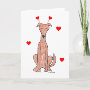 Valentijn Ears Greyhound Fawn Card Feestdagen Kaart