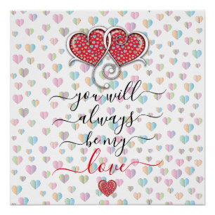 Valentijn Elegant Interlocked Hearts Design Poster Perfect Poster