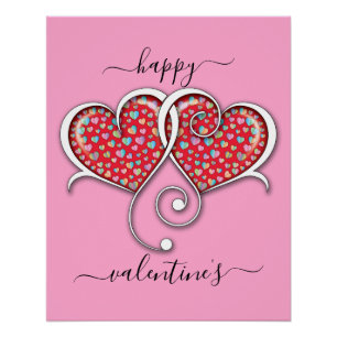 Valentijn Elegant Interlocked Hearts Design Poster Perfect Poster