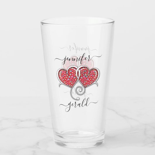 Valentijn Elegant met elkaar verbonden harten ontw Glas (Achterkant)