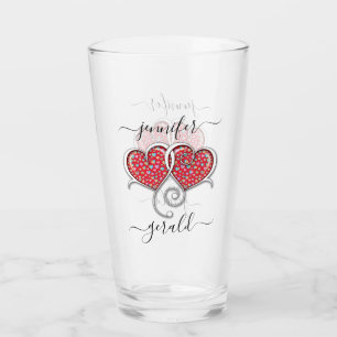 Valentijn Elegant met elkaar verbonden harten ontw Glas