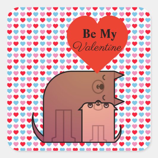 Valentijn- en trekkers vierkante sticker (Voorkant)