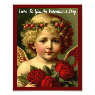 Valentijn Engel Met Rozen Poster