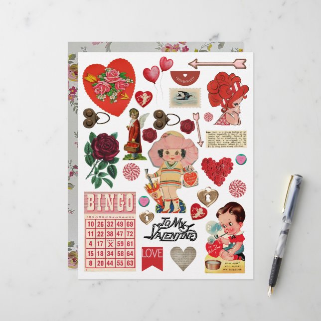  Valentijn Ephemera Clipart (Voorkant / Achterkant in situ)