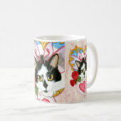 Valentijn Fairy Cat Tuxedo Cat Fantasy Art Mok (Voorkant rechts)