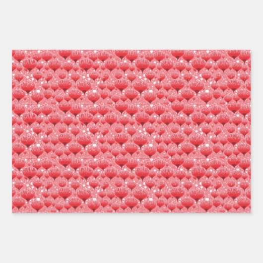 Valentijn Fantasy Bloemen Rood en Wit Inpakpapier Vel (Voorkant)