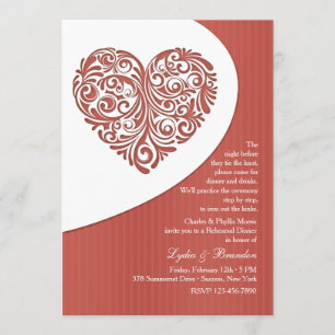 Valentijn Filigree Rehearsal Dinner Invitation Kaart