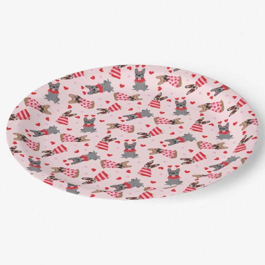 Valentijn Franse Bulldogs Papieren Bordje (Gekanteld)