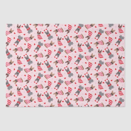 Valentijn Franse Bulldogs Tissuepapier (Voorkant)