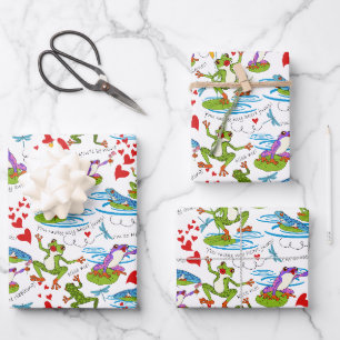 Valentijn Frogs Verpakking Papier Blad Inpakpapier Vel